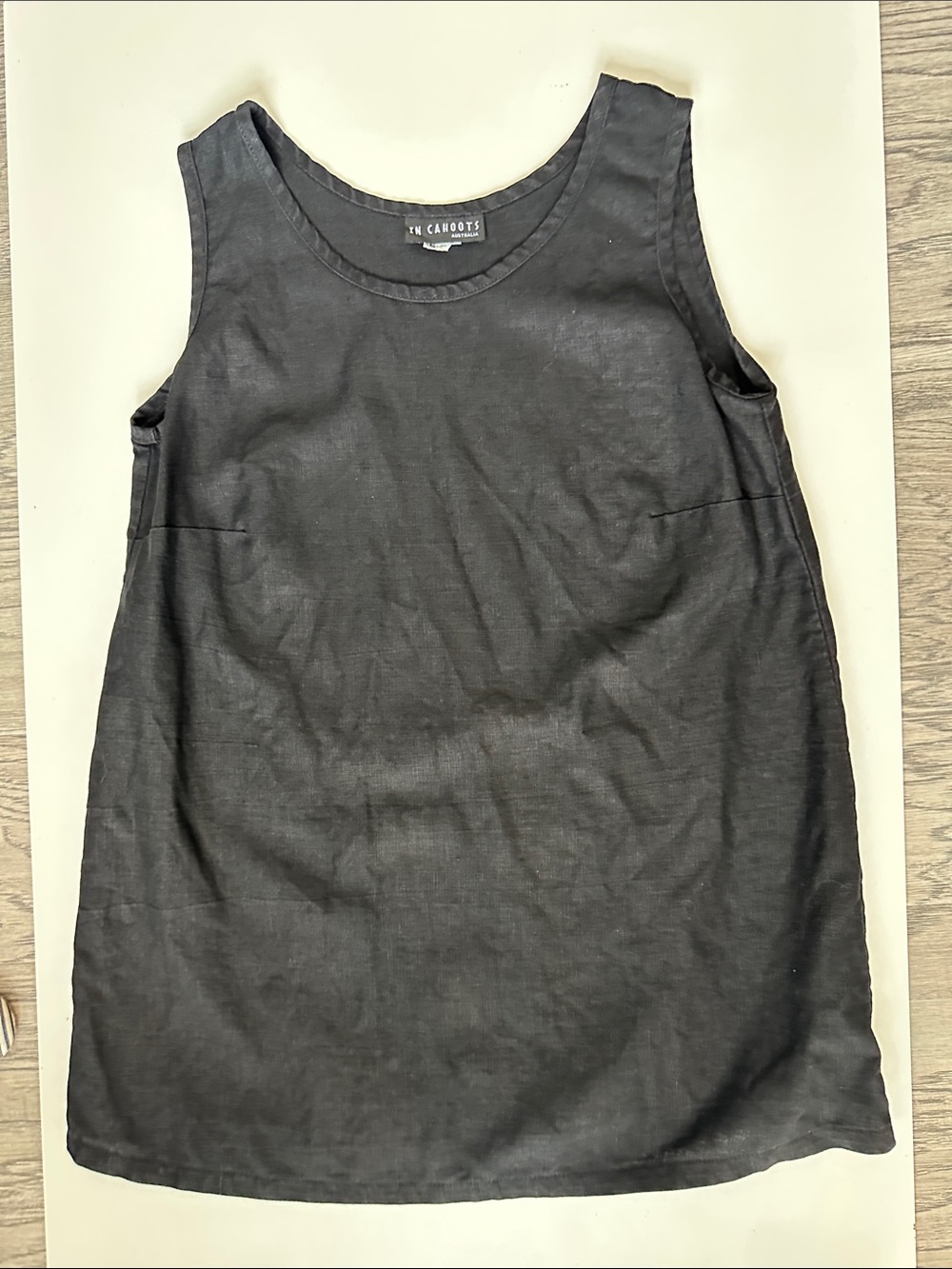 Classic Black Linen Tank Top — Relaxed Scoop Neck